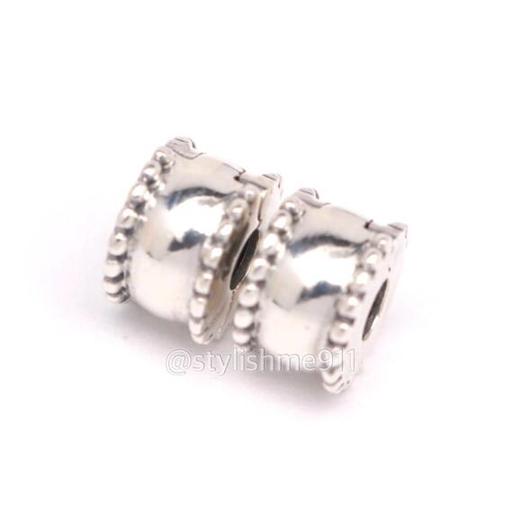 Two Authentic PANDORA Sterling Silver Beveled Clips - 790267 - Picture 6 of 9